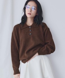 p*o様 ella selectshop プルオーバース カラップニット襟付き 襟付きニット」に該当するブラウン/茶色系のファッション通販 - ZOZOTOWN