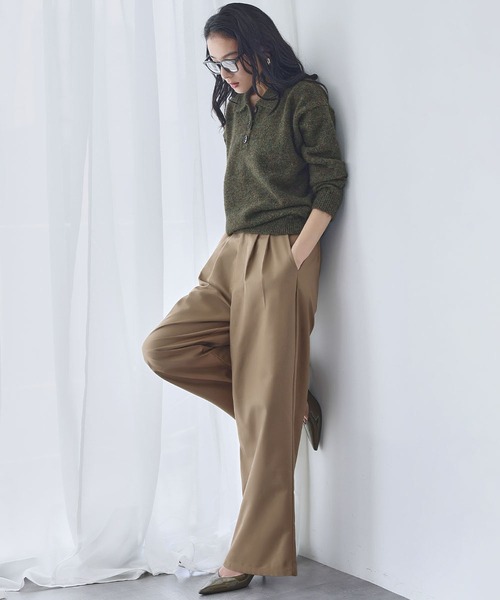 ELFRANK（エルフランク）の「襟付き ミックスニット プルオーバー ポロシャツ ポロニット（ニット/セーター・レディース・カーキ/グレー/ブラウン・FREE）」の9枚目の写真