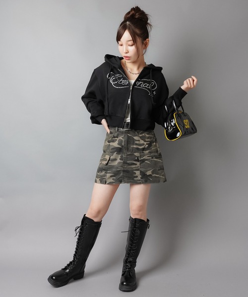 ギャル見え確定☆ベルト付きカモ柄タイトスカート/迷彩柄/インナー
