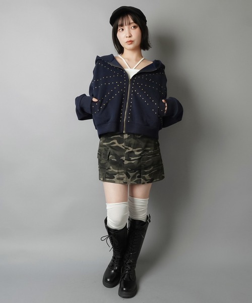 SPINNS(スピンズ)の「ギャル見え確定★ベルト付きカモ柄タイトスカート/迷彩柄/インナーパンツ付き(スカート・レディース・カーキ・M/S)」の19枚目の写真