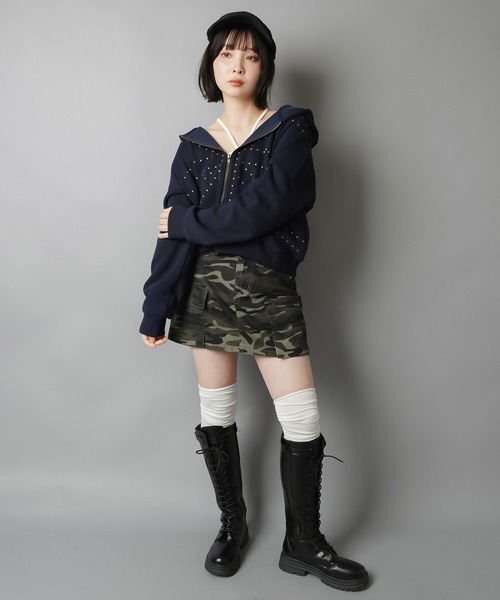 SPINNS(スピンズ)の「ギャル見え確定★ベルト付きカモ柄タイトスカート/迷彩柄/インナーパンツ付き(スカート・レディース・カーキ・M/S)」の20枚目の写真