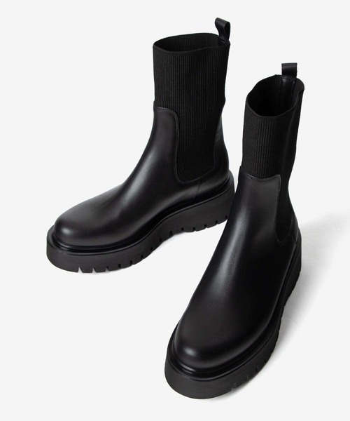 CORSO ROMA，9（コルソローマ）の「CORSO ROMA 9 Side gore rib knit boots コルソローマ サイドゴア リブニット ブーツ ブーツ（ブーツ・レディース・ブラック・38/39/37/36）」の17枚目の写真