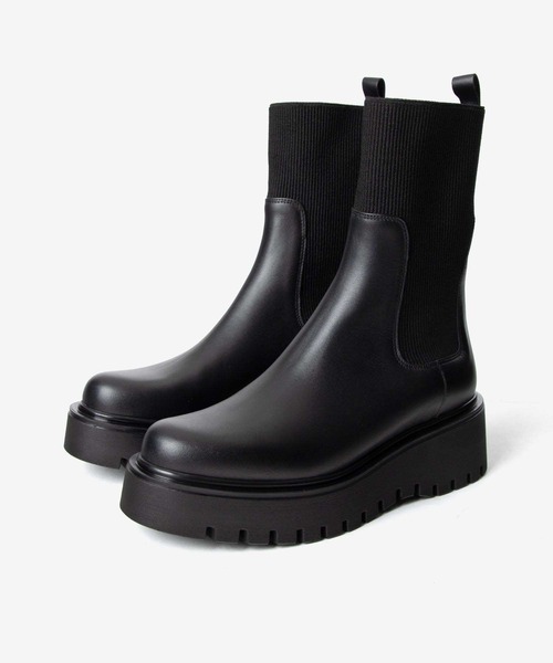 CORSO ROMA，9（コルソローマ）の「CORSO ROMA 9 Side gore rib knit boots コルソローマ サイドゴア リブニット ブーツ ブーツ（ブーツ・レディース・ブラック・38/39/37/36）」の18枚目の写真