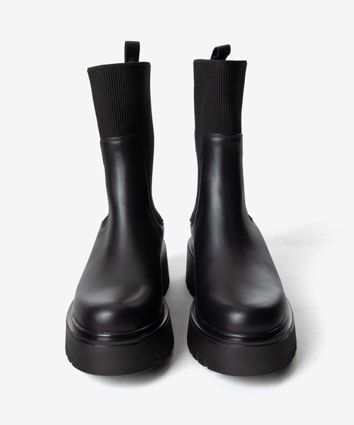 CORSO ROMA，9（コルソローマ）の「CORSO ROMA 9 Side gore rib knit boots コルソローマ サイドゴア リブニット ブーツ ブーツ（ブーツ・レディース・ブラック・38/39/37/36）」の3枚目の写真