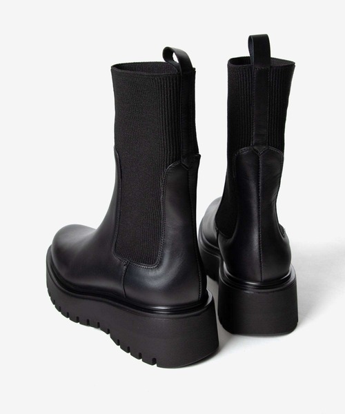 CORSO ROMA，9（コルソローマ）の「CORSO ROMA 9 Side gore rib knit boots コルソローマ サイドゴア リブニット ブーツ ブーツ（ブーツ・レディース・ブラック・38/39/37/36）」の4枚目の写真