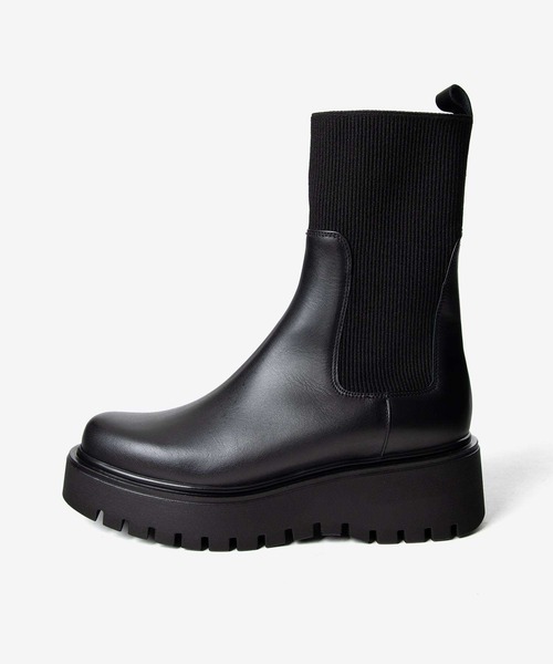 CORSO ROMA，9（コルソローマ）の「CORSO ROMA 9 Side gore rib knit boots コルソローマ サイドゴア リブニット ブーツ ブーツ（ブーツ・レディース・ブラック・38/39/37/36）」の5枚目の写真