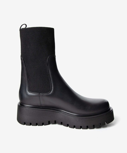 CORSO ROMA，9（コルソローマ）の「CORSO ROMA 9 Side gore rib knit boots コルソローマ サイドゴア リブニット ブーツ ブーツ（ブーツ・レディース・ブラック・38/39/37/36）」の6枚目の写真