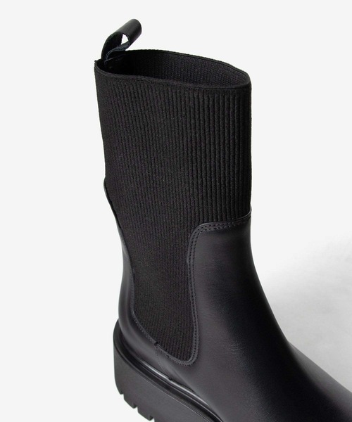 CORSO ROMA，9（コルソローマ）の「CORSO ROMA 9 Side gore rib knit boots コルソローマ サイドゴア リブニット ブーツ ブーツ（ブーツ・レディース・ブラック・38/39/37/36）」の8枚目の写真