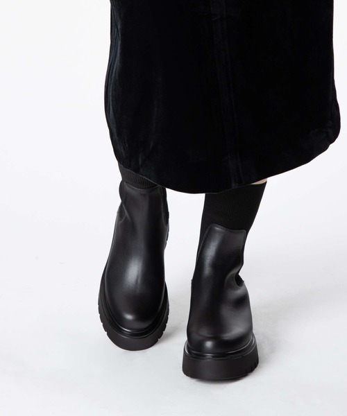 CORSO ROMA，9（コルソローマ）の「CORSO ROMA 9 Side gore rib knit boots コルソローマ サイドゴア リブニット ブーツ ブーツ（ブーツ・レディース・ブラック・38/39/37/36）」の10枚目の写真