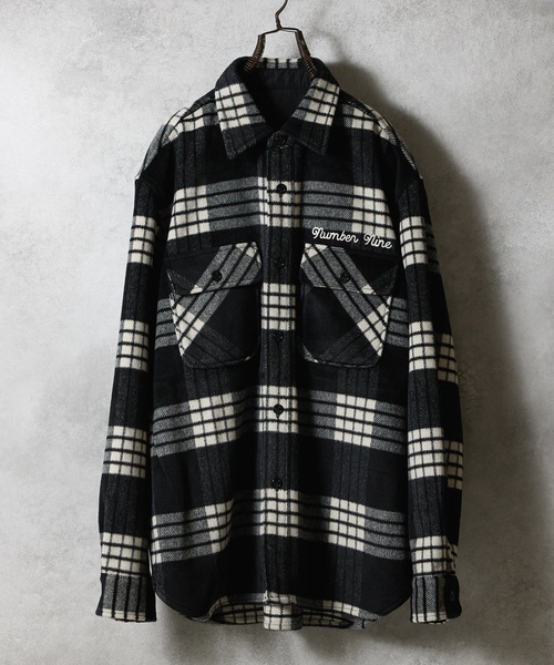 NUMBER (N)INE(ナンバーナイン)の「W/T LARGE PLAID MELTON CPO SHIRT / ウール ブレンド チェック ロゴ刺繍 CPO シャツ(シャツ/ブラウス・メンズ・ホワイト/ブラウン/ダークオレンジ・2/3/4)」の4枚目の写真