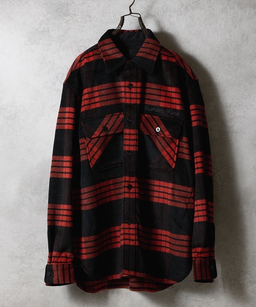 NUMBER (N)INE(ナンバーナイン)の「W/T LARGE PLAID MELTON CPO SHIRT / ウール ブレンド チェック ロゴ刺繍 CPO シャツ(シャツ/ブラウス・メンズ・ホワイト/ブラウン/ダークオレンジ・2/3/4)」の10枚目の写真