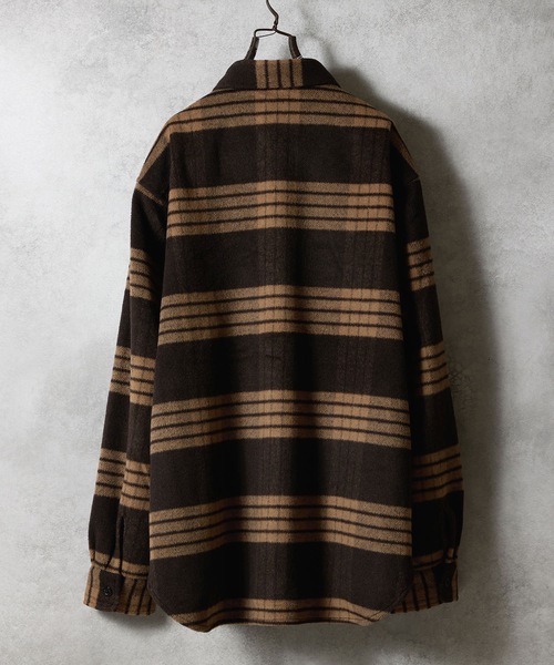 NUMBER (N)INE(ナンバーナイン)の「W/T LARGE PLAID MELTON CPO SHIRT / ウール ブレンド チェック ロゴ刺繍 CPO シャツ(シャツ/ブラウス・メンズ・ホワイト/ブラウン/ダークオレンジ・2/3/4)」の8枚目の写真