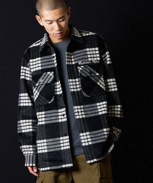 NUMBER (N)INE(ナンバーナイン)の「W/T LARGE PLAID MELTON CPO SHIRT / ウール ブレンド チェック ロゴ刺繍 CPO シャツ(シャツ/ブラウス・メンズ・ホワイト/ブラウン/ダークオレンジ・2/3/4)」の19枚目の写真