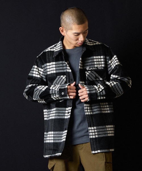 NUMBER (N)INE(ナンバーナイン)の「W/T LARGE PLAID MELTON CPO SHIRT / ウール ブレンド チェック ロゴ刺繍 CPO シャツ(シャツ/ブラウス・メンズ・ホワイト/ブラウン/ダークオレンジ・2/3/4)」の20枚目の写真