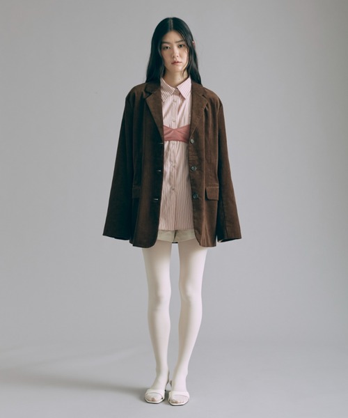 EN NEUME(エンノイム)の「Corduroy Oversized Tailored Jacket(テーラードジャケット・レディース・ブラウン/オフホワイト/ブラック・FREE)」の10枚目の写真