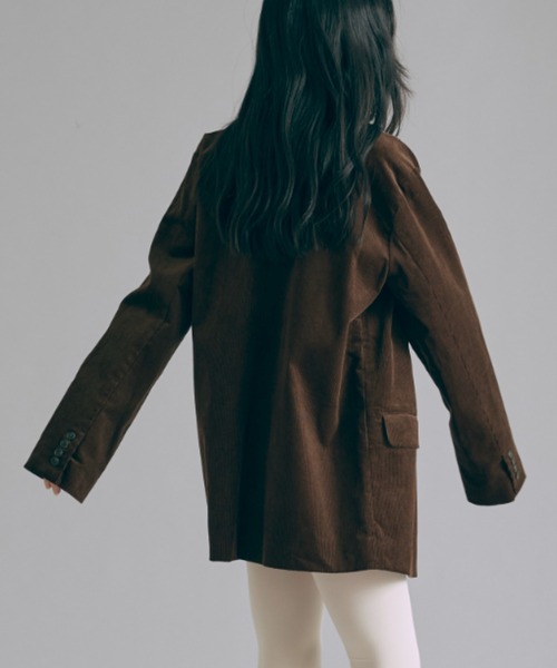 EN NEUME(エンノイム)の「Corduroy Oversized Tailored Jacket(テーラードジャケット・レディース・ブラウン/オフホワイト/ブラック・FREE)」の8枚目の写真