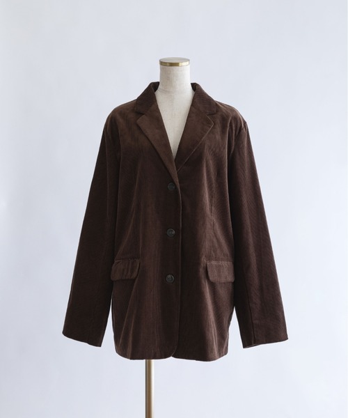 EN NEUME(エンノイム)の「Corduroy Oversized Tailored Jacket(テーラードジャケット・レディース・ブラウン/オフホワイト/ブラック・FREE)」の13枚目の写真