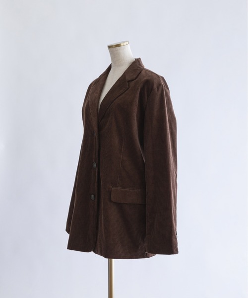 EN NEUME(エンノイム)の「Corduroy Oversized Tailored Jacket(テーラードジャケット・レディース・ブラウン/オフホワイト/ブラック・FREE)」の14枚目の写真