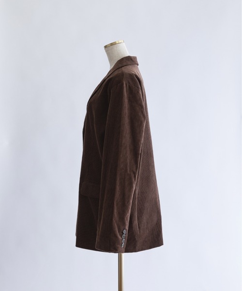 EN NEUME(エンノイム)の「Corduroy Oversized Tailored Jacket(テーラードジャケット・レディース・ブラウン/オフホワイト/ブラック・FREE)」の15枚目の写真