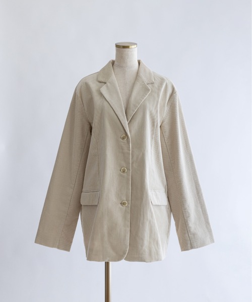 EN NEUME(エンノイム)の「Corduroy Oversized Tailored Jacket(テーラードジャケット・レディース・ブラウン/オフホワイト/ブラック・FREE)」の17枚目の写真