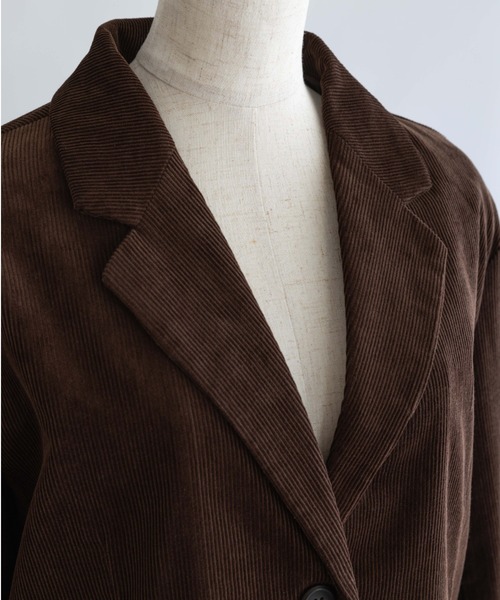 EN NEUME(エンノイム)の「Corduroy Oversized Tailored Jacket(テーラードジャケット・レディース・ブラウン/オフホワイト/ブラック・FREE)」の19枚目の写真
