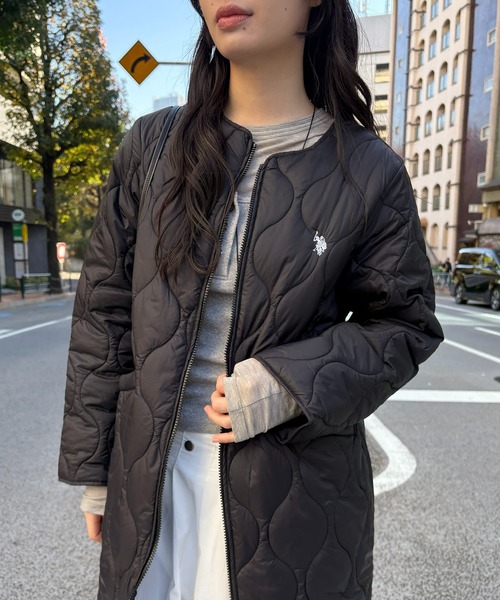 U.S. POLO ASSN.(ユーエスポロアッスン)の「【U.S. POLO ASSN.】オーバーサイズ ロイヤルキルティングコート ダブルジップ仕様 /キルティングジャケット/ロング丈(ブルゾン・レディース・ブラック/カーキ・S/M/L)」の20枚目の写真