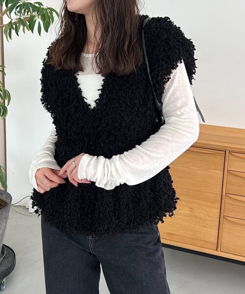 CAPRICIEUX LE'MAGE(カプリシューレマージュ)の「【前後2WAY】テンセルウール袖ギャザーロンT(Tシャツ/カットソー・レディース・グレー/ブラウン/オフホワイト/ブラック・FREE)」の14枚目の写真