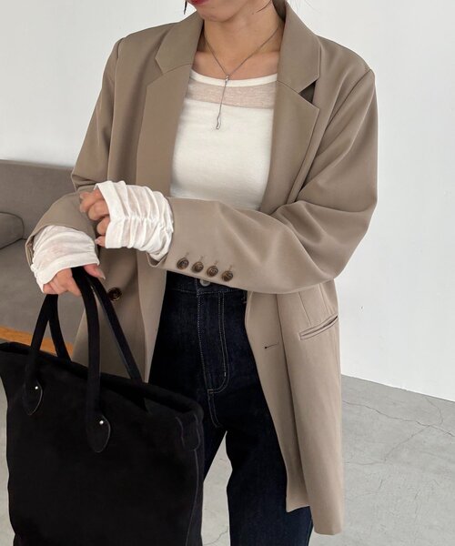 CAPRICIEUX LE'MAGE(カプリシューレマージュ)の「【前後2WAY】テンセルウール袖ギャザーロンT(Tシャツ/カットソー・レディース・グレー/ブラウン/オフホワイト/ブラック・FREE)」の21枚目の写真