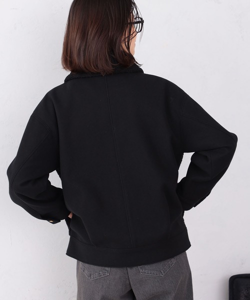 GALLORIA（ギャローリア）の「ボア切替ジャケット（その他アウター・レディース・ブラック/ライトグレー・S/M/L/LL）」の3枚目の写真