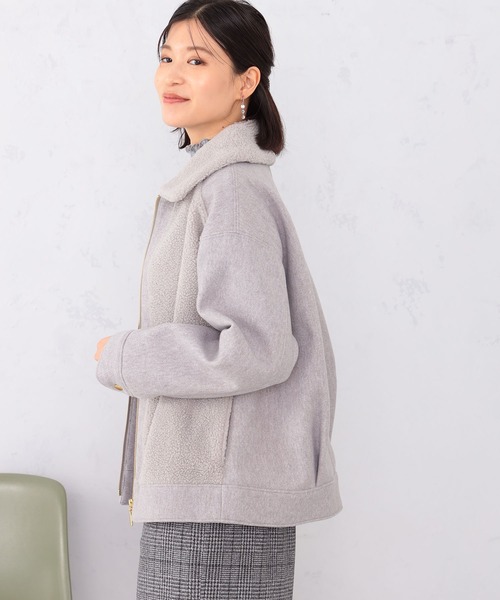 GALLORIA（ギャローリア）の「ボア切替ジャケット（その他アウター・レディース・ブラック/ライトグレー・S/M/L/LL）」の7枚目の写真