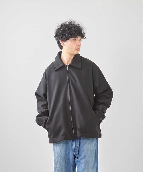 【ハム夫】マーカ 襟ムートンウールブルゾン メルトンジャケット ブラック 美品】マーカ 襟ムートンウールブルゾン メルトンジャケット ブラック