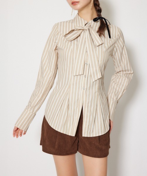 ウエストシェイプボウタイシャツ 秋服 冬服