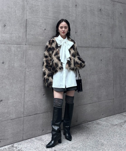 トップス Ameri Vintage ANIMAL SHAGGY KNIT CARDIGA ANIMAL SHAGGY KNIT CARDIGAN