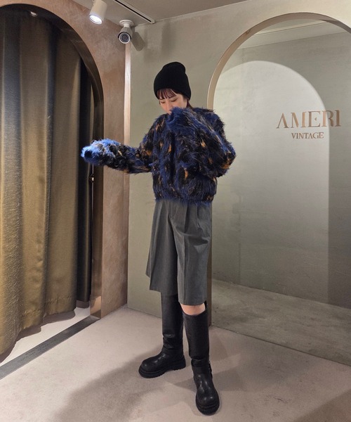 Ameri(アメリ)の「ANIMAL SHAGGY KNIT CARDIGAN(ニット/セーター・レディース・ベージュ/ブルー・FREE)」の11枚目の写真