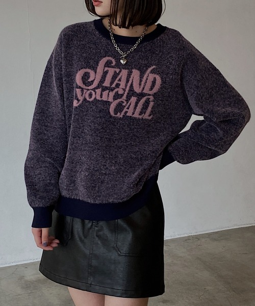 PAGEBOY（ページボーイ）の「フェザーロゴプルオーバー（ニット/セーター・レディース・オフホワイト/ブルー/ブラック/レッド・FREE）」の3枚目の写真