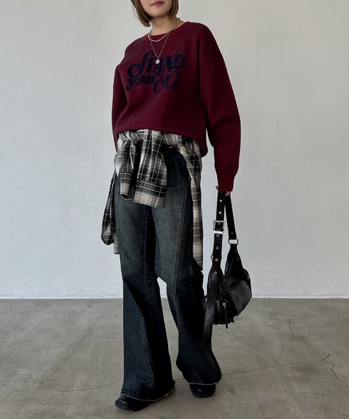 PAGEBOY（ページボーイ）の「フェザーロゴプルオーバー（ニット/セーター・レディース・オフホワイト/ブルー/ブラック/レッド・FREE）」の7枚目の写真