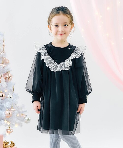 リンク/ジュニア対応】ベロアチュールワンピース＿アプレレクール