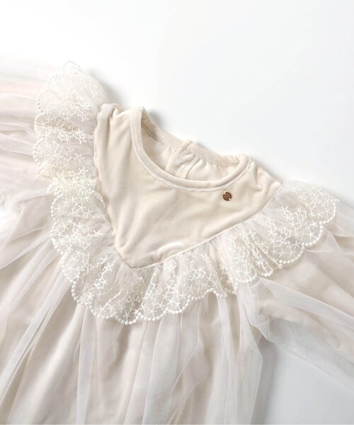 apres les cours（アプレレクール）の「【リンク/ジュニア対応】ベロアチュールワンピース＿アプレレクールマシェリ（ワンピース・キッズ・ブラック/アイボリー・80/90/100/110/120/130/140）」の17枚目の写真