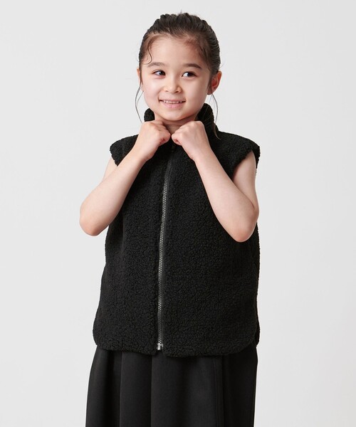 ユナイテッドアローズ UNITED ARROWS 黒　ブラック ボアベスト セール】＜MARW UNITED ARROWS＞ボア ジップ ベスト KIDS（ベスト