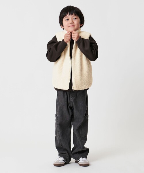 MARW UNITED ARROWS（マルゥ ユナイテッドアローズ）の「＜MARW UNITED ARROWS＞ボア ジップ ベスト KIDS（ベスト・キッズ・オフホワイト/ブラック・120cm）」の5枚目の写真