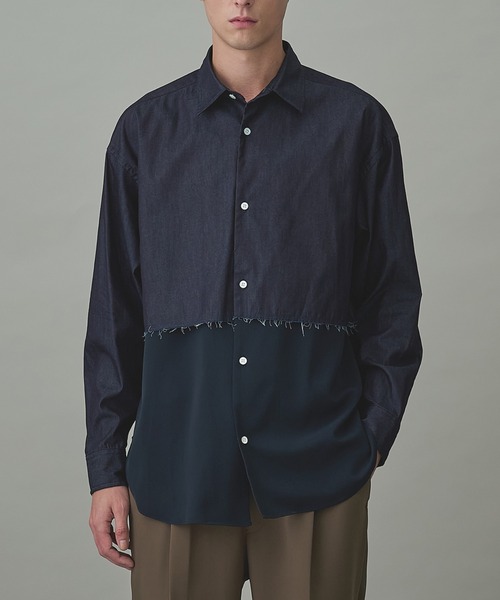 N.HOOLYWOOD(N.ハリウッド)の「【N.HOOLYWOOD/エヌハリウッド】別注 SWITCHING L/S SHIRTS(シャツ/ブラウス・メンズ・ブラック/ネイビー・38/40/42)」の1枚目の写真
