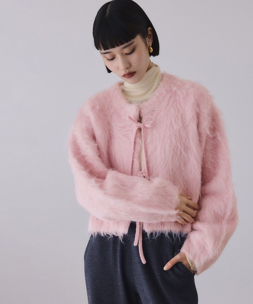 美品＊マドモアゼルノンノン アルパカ混 カーディガン 38 ピンク 起毛 アルパカフラッフィーカーディガン（カーディガン/ボレロ）｜ADAM ET