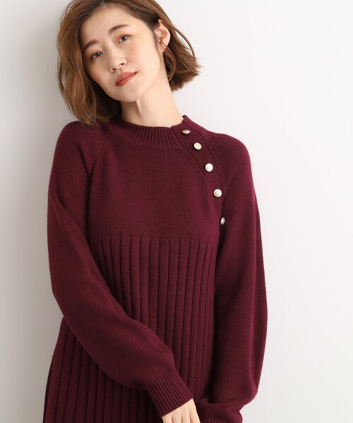 grove(グローブ)の「【選べる着丈】配色サイドプリーツニットワンピース(ワンピース・レディース・ワイン系1/ベージュ系4/チャコール・02/03/04/13/12/11/05/01)」の14枚目の写真