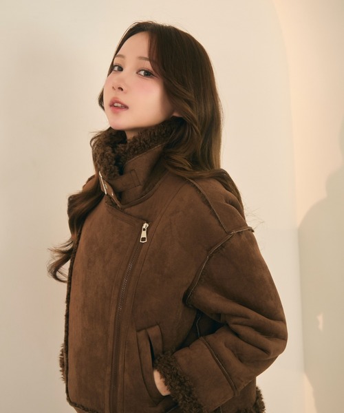 kom SELECT/ドットケーオーエムセレクト』チェック柄 ムートン風コート  .KOM│A'GEM/9×.KOM【公式】｜韓国・ストリートブランド通販サイト エージェムナイン ドットケーオーエム チェック柄フェイクファーコート　titty&co. ベージュ系 ムートンコート