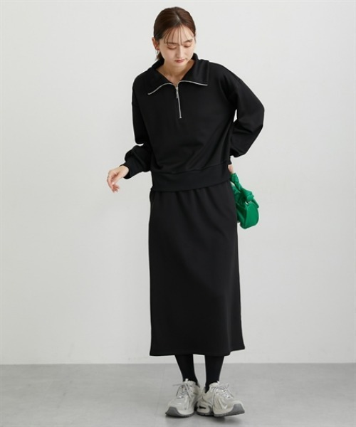 nissen（ニッセン）の「裏シャギー２点セット（ハーフジップトップス＋ナロースカート）（Tシャツ/カットソー・レディース・ダークブラウン/ブラック/カーキ・M/L/LL/3L）」の14枚目の写真