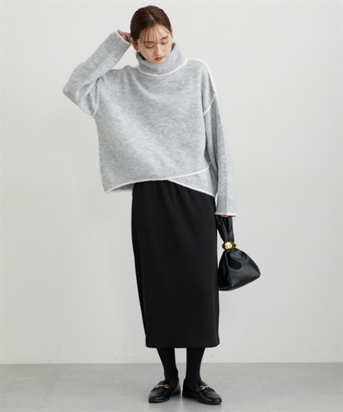 nissen（ニッセン）の「裏シャギー２点セット（ハーフジップトップス＋ナロースカート）（Tシャツ/カットソー・レディース・ダークブラウン/ブラック/カーキ・M/L/LL/3L）」の17枚目の写真