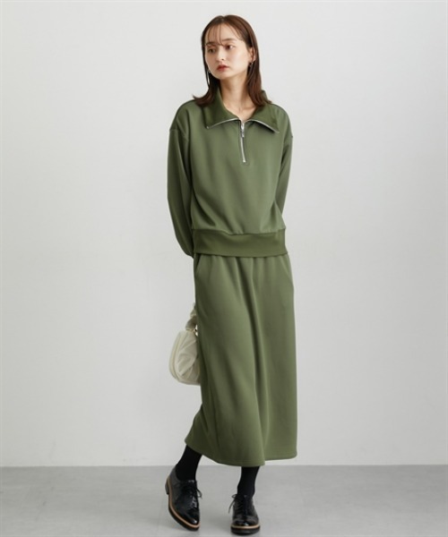nissen（ニッセン）の「裏シャギー２点セット（ハーフジップトップス＋ナロースカート）（Tシャツ/カットソー・レディース・ダークブラウン/ブラック/カーキ・M/L/LL/3L）」の19枚目の写真