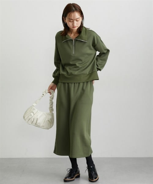 nissen（ニッセン）の「裏シャギー２点セット（ハーフジップトップス＋ナロースカート）（Tシャツ/カットソー・レディース・ダークブラウン/ブラック/カーキ・M/L/LL/3L）」の20枚目の写真