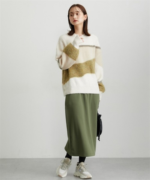 nissen（ニッセン）の「裏シャギー２点セット（ハーフジップトップス＋ナロースカート）（Tシャツ/カットソー・レディース・ダークブラウン/ブラック/カーキ・M/L/LL/3L）」の22枚目の写真