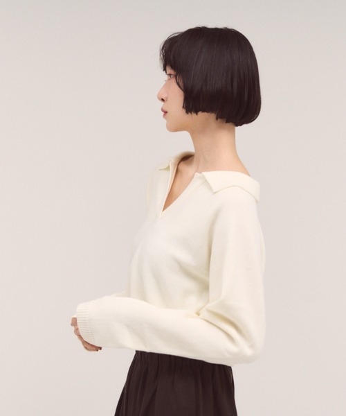 FMiBL（ファミル）の「オープンカラーニット（ニット/セーター・レディース・ネイビー/グレー/オフホワイト・FREE）」の8枚目の写真